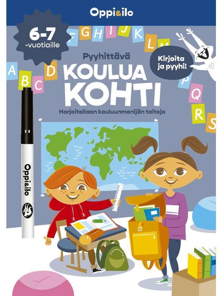 Oppi ja Ilo Pyyhittävä Koulua Kohti Puuhakirja (6-7v)