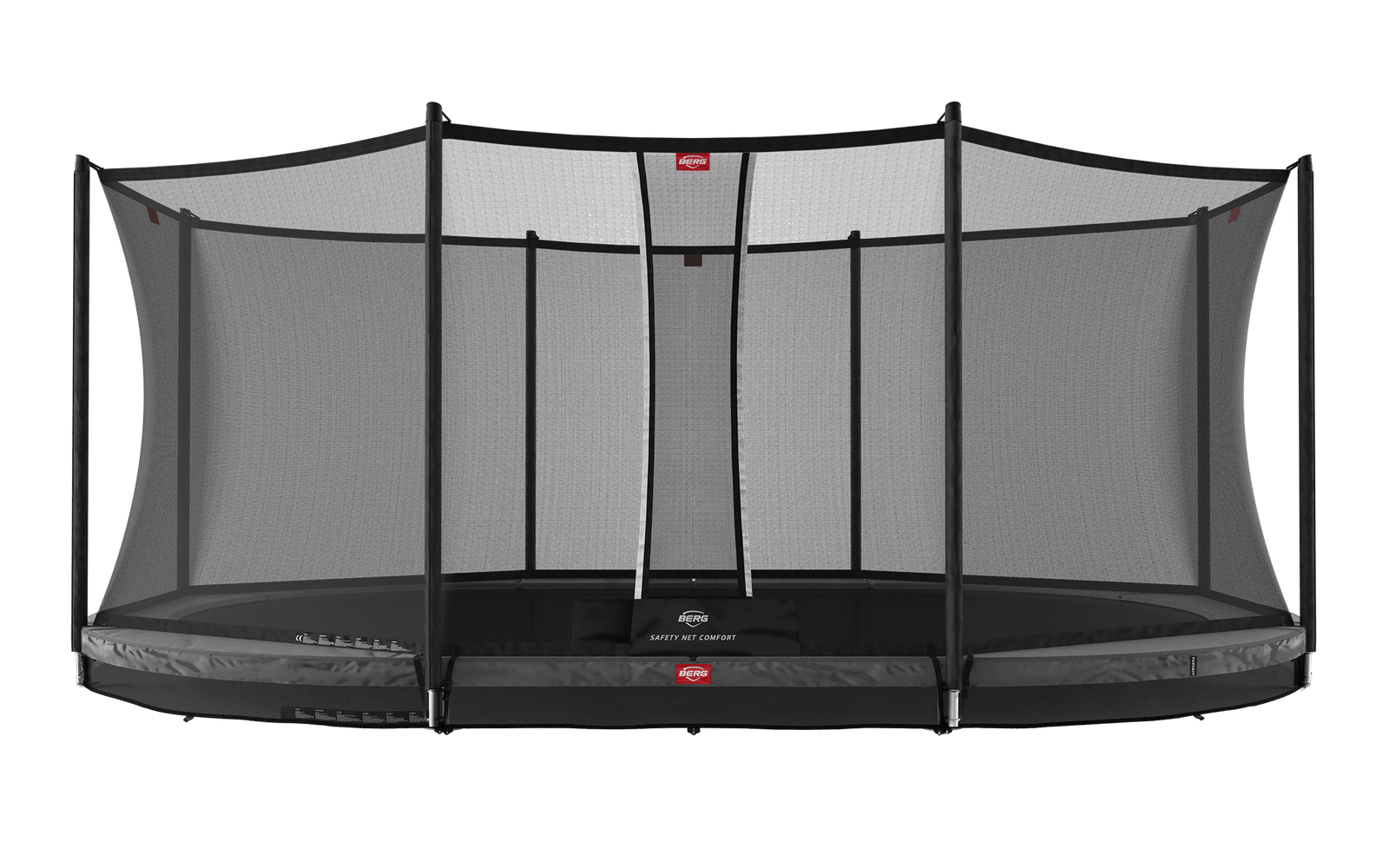 BERG Grand Favorit InGround 520 Harmaa + Safety Net Comfort - Trampoliini Ovaali - 520 x 345 cm