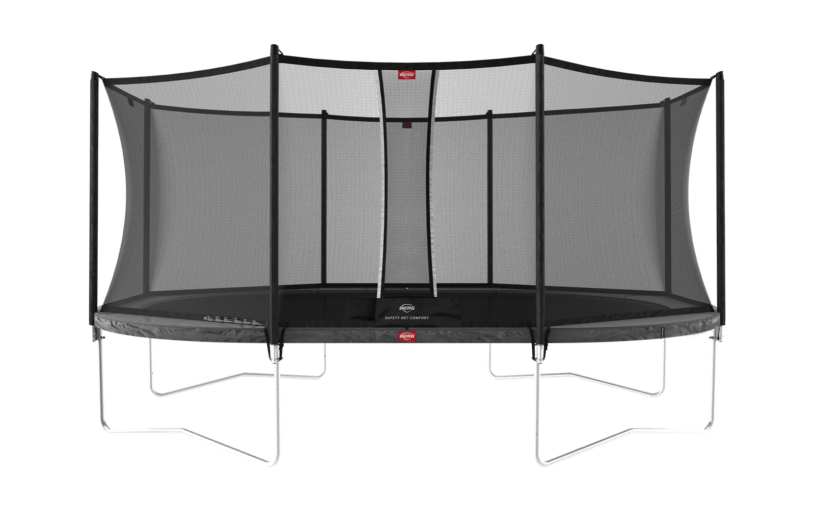 BERG Grand Favorit Regular 520 Harmaa + Safety Net Comfort - Trampoliini Ovaali - 520 x 345 cm