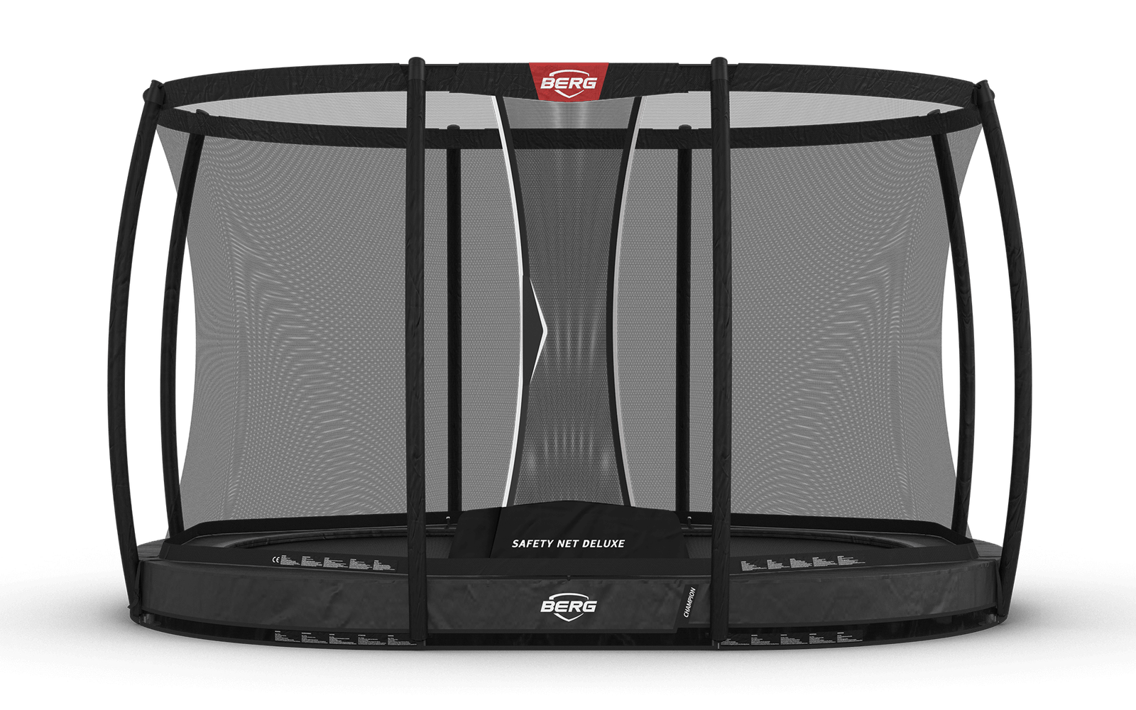 BERG Grand Champion InGround 350 Harmaa + Safety Net Deluxe - Trampoliini Ovaali - 350 x 250 cm