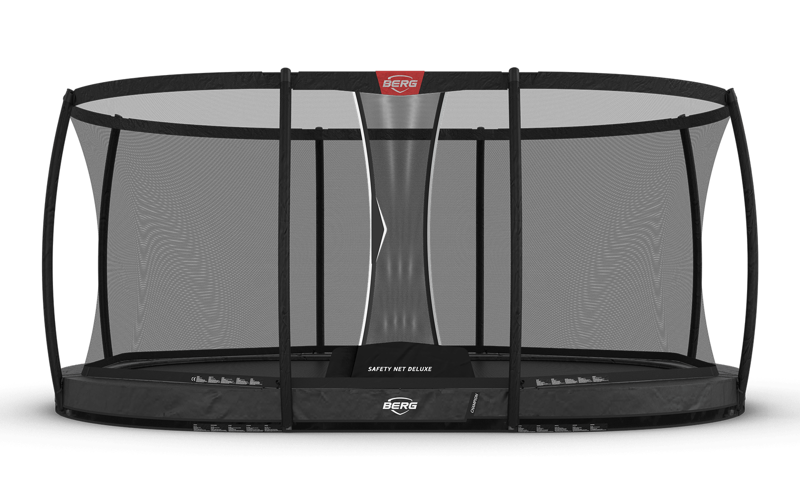 BERG Grand Champion InGround 470 Harmaa + Safety Net Deluxe - Trampoliini Ovaali - 470 x 310 cm