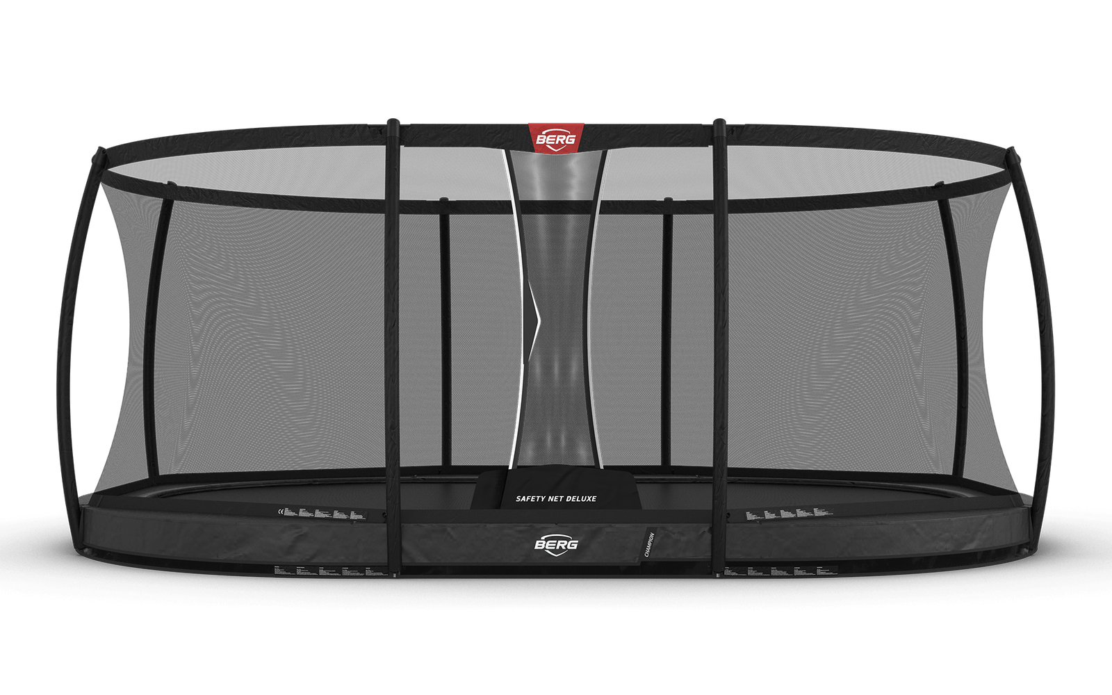 BERG Grand Champion InGround 520 Harmaa + Safety Net Deluxe - Trampoliini Ovaali - 520 x 345 cm