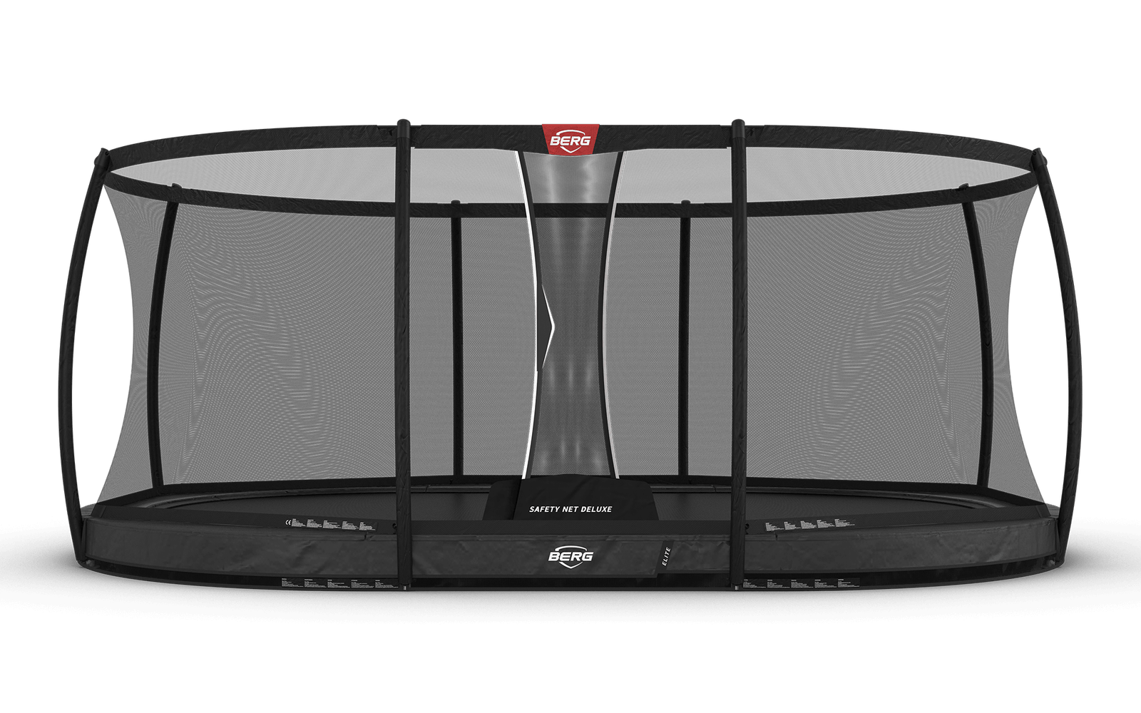 BERG Grand Elite InGround 520 Harmaa + Safety Net Deluxe - Trampoliini Ovaali - 520 x 345 cm