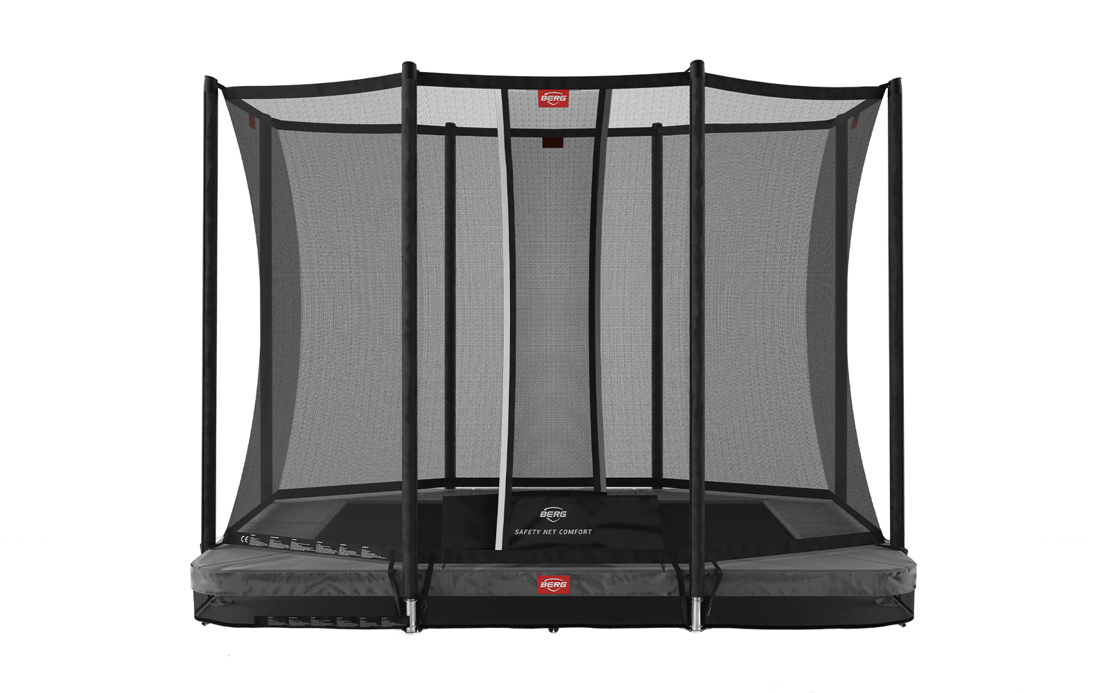 BERG Ultim Favorit InGround 280 Harmaa + Safety Net Comfort - Trampoliini Suorakulmainen - 280 x 190 cm