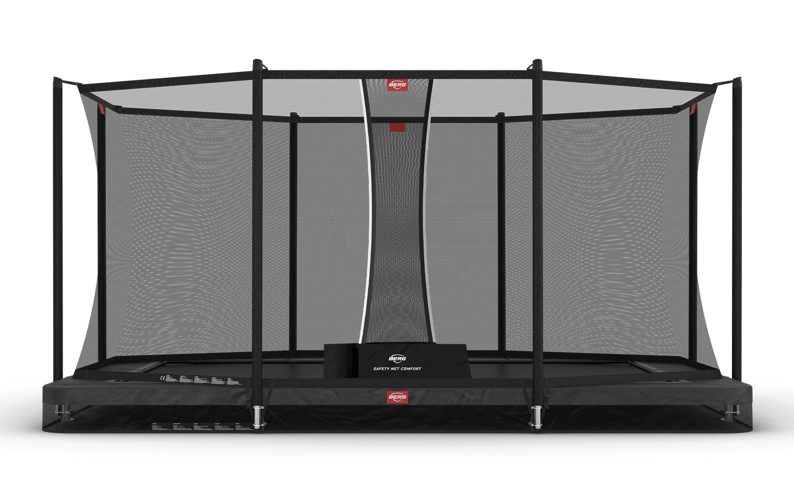 BERG Ultim Favorit InGround 410 Harmaa + Safety Net Comfort - Trampoliini Suorakulmainen - 410 x 250 cm