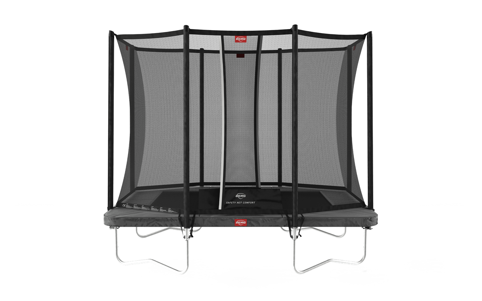 BERG Ultim Favorit Regular 280 Harmaa + Safety Net Comfort - Trampoliini Suorakulmainen - 280 x 190 cm