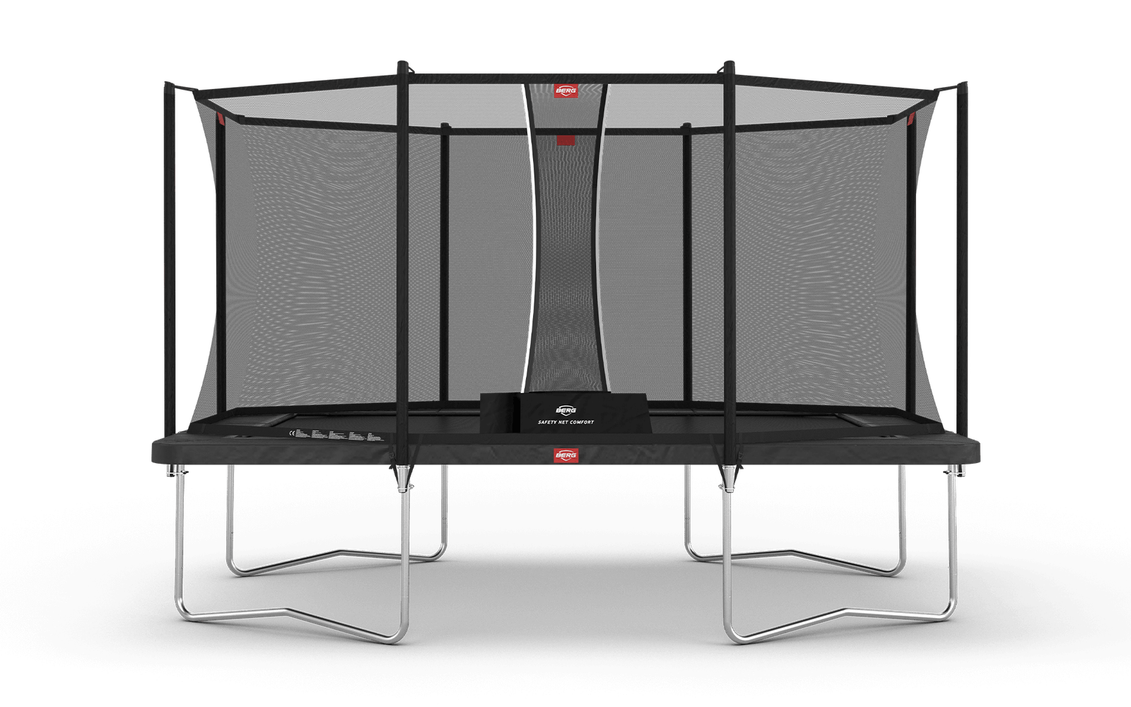BERG Ultim Favorit Regular 410 Harmaa + Safety Net Comfort - Trampoliini Suorakulmainen - 410 x 250 cm