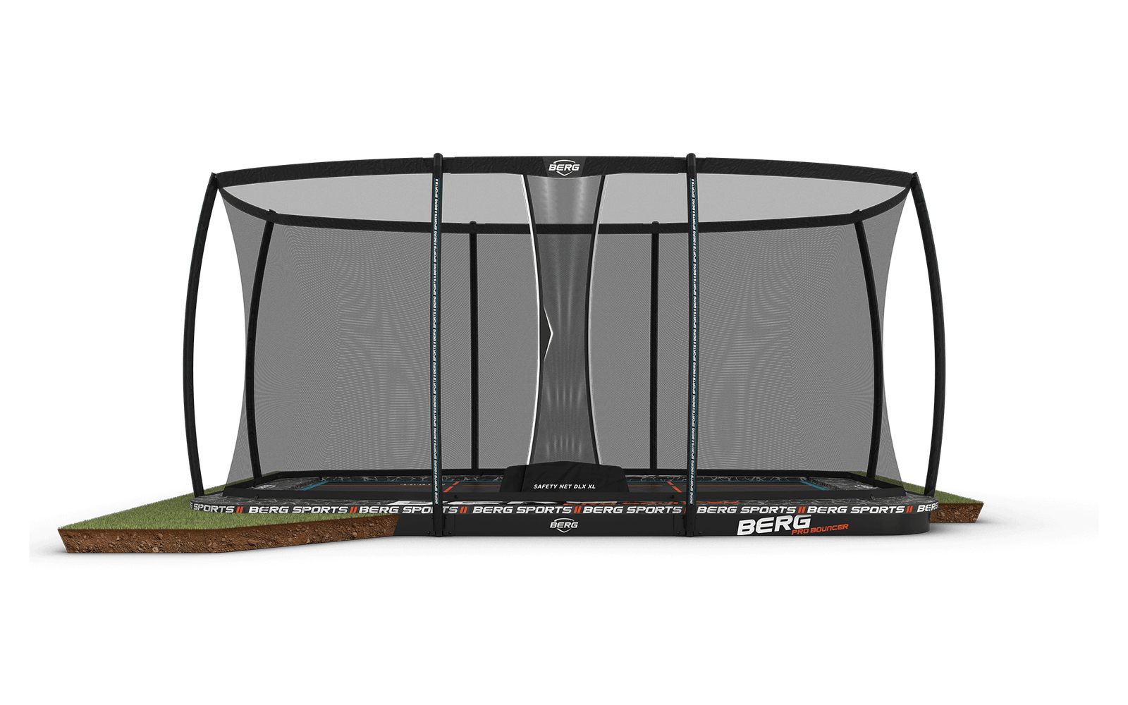 BERG SPORTS Ultim Pro Bouncer FlatGround 500 + Safety Net XL - Trampoliini Suorakulmainen - 500 x 300 cm