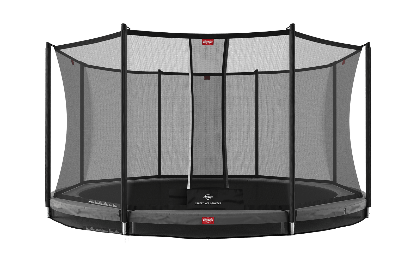 BERG Favorit InGround 380 Harmaa + Safety Net Comfort - Trampoliini Pyöreä - 380 cm