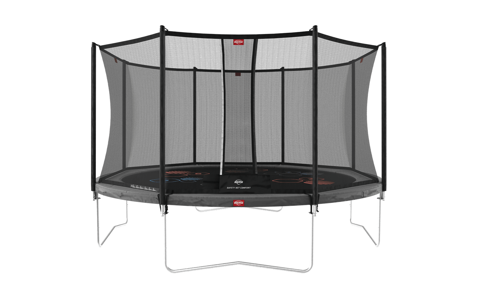 BERG Favorit Regular 430 Harmaa Levels + Safety Net Comfort - Trampoliini Pyöreä - 430 cm