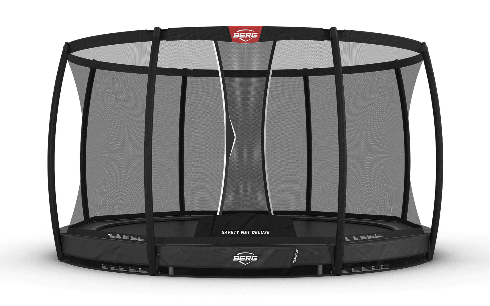 BERG Champion InGround 380 Harmaa + Safety Net Deluxe - Trampoliini Pyöreä - 380 cm