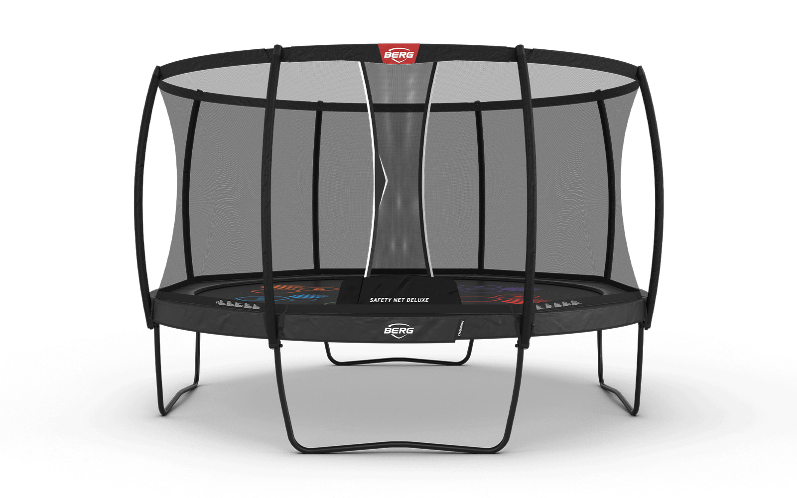 BERG Champion Regular 430 Harmaa Levels + Safety Net Deluxe - Trampoliini Pyöreä - 430 cm