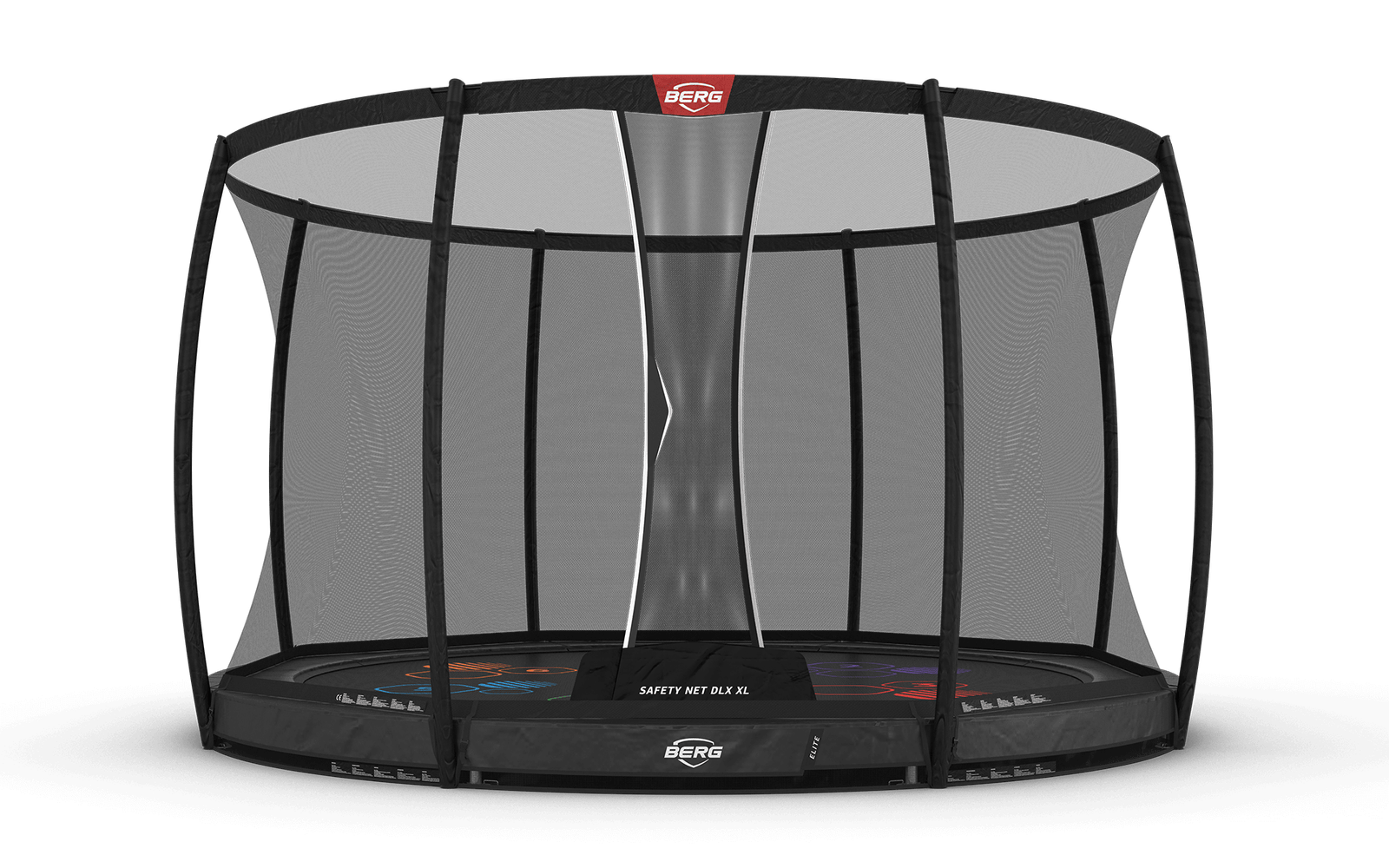 BERG Elite InGround 430 Harmaa Levels + Safety Net DLX XL - Trampoliini Pyöreä - 430 cm