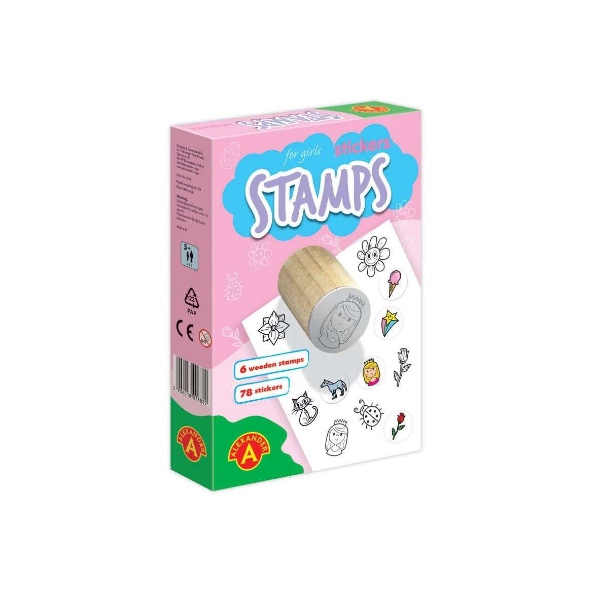 Leimasin- ja Tarrasetti Vaaleanpunainen