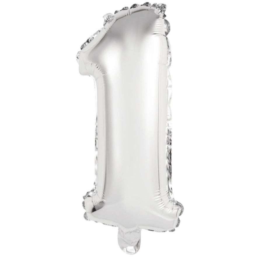 Foliopallon numerot 4 hopeaa 75cm