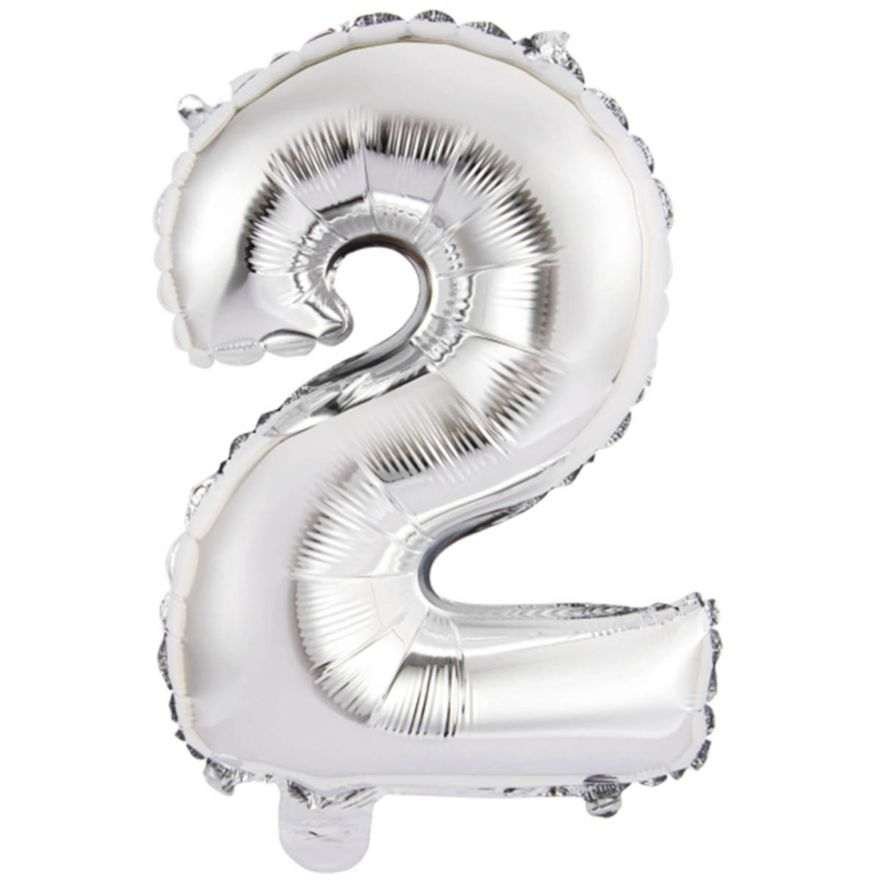 Foliopallon numerot 2 hopeaa 75cm