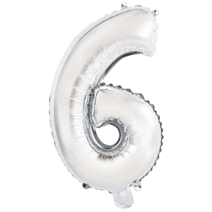 Foliopallon numerot 6 hopeaa 75cm