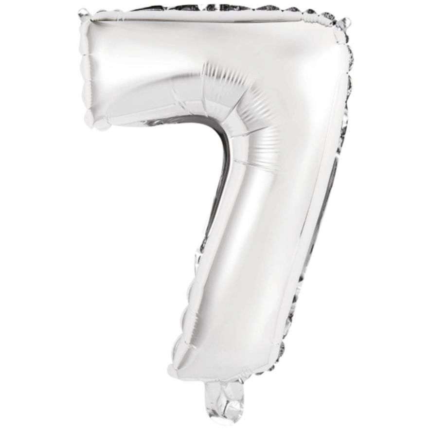 Foliopallon numerot 7 hopeaa 75cm