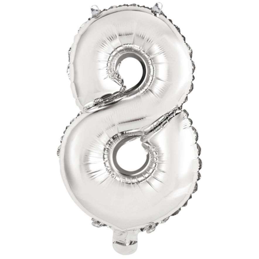 Foliopallon numerot 8 hopeaa 75cm