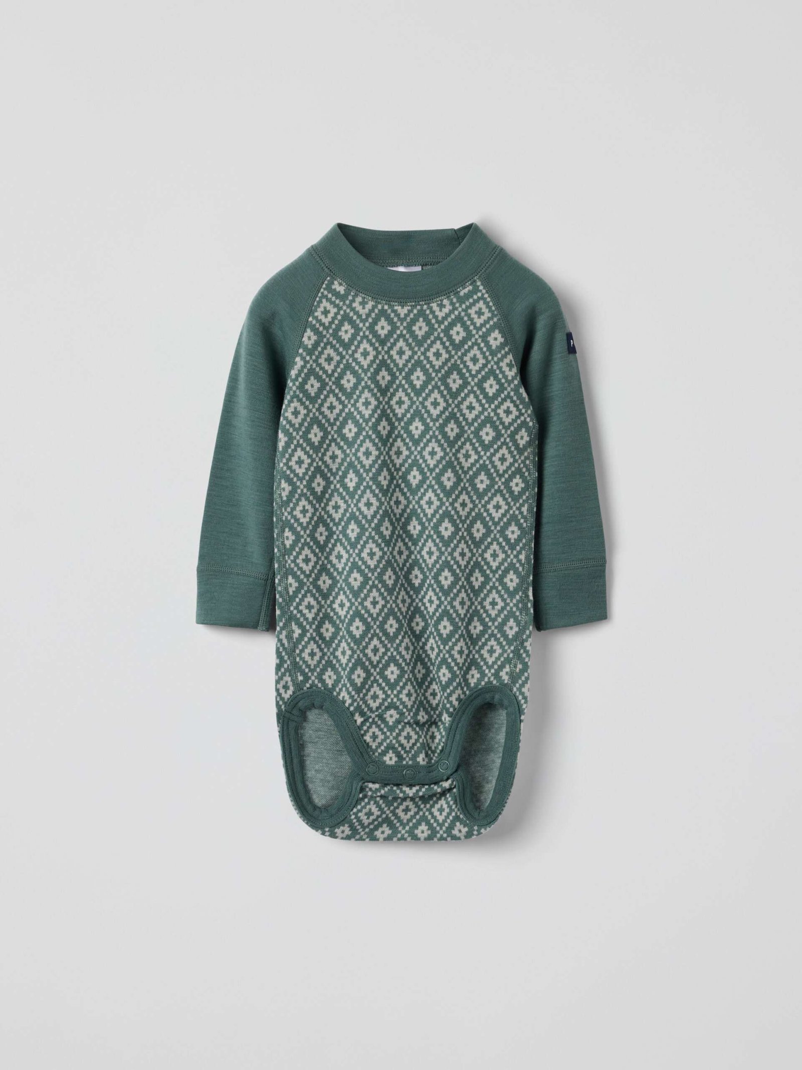 Pitkähihainen body merinovillaa jacquard-kuviolla