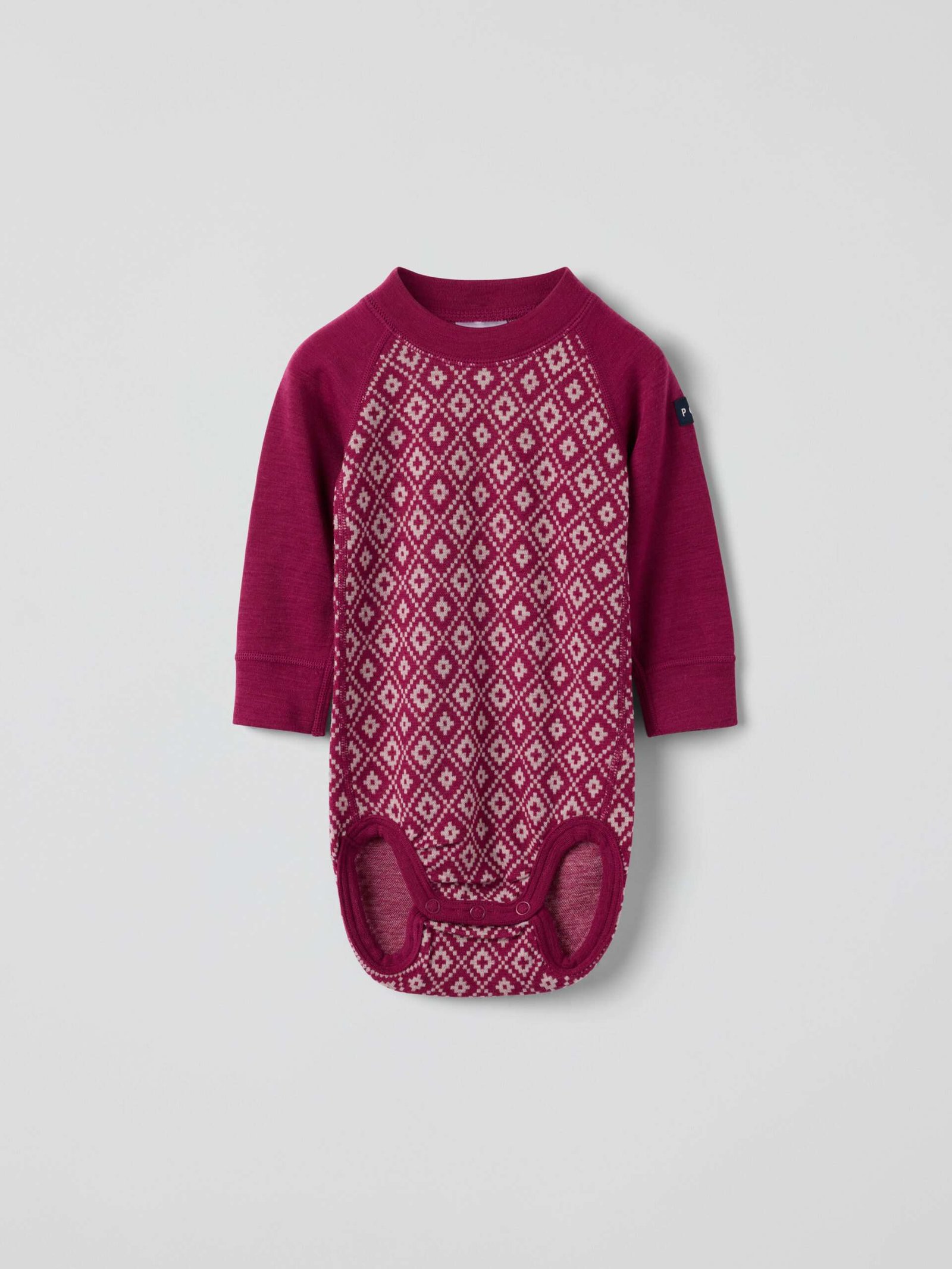 Pitkähihainen body merinovillaa jacquard-kuviolla