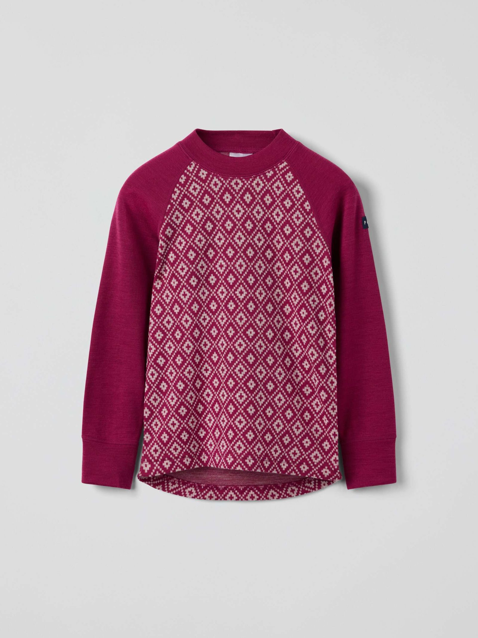 Pitkähihainen kerrastopaita merinovillaa jacquard-kuviolla