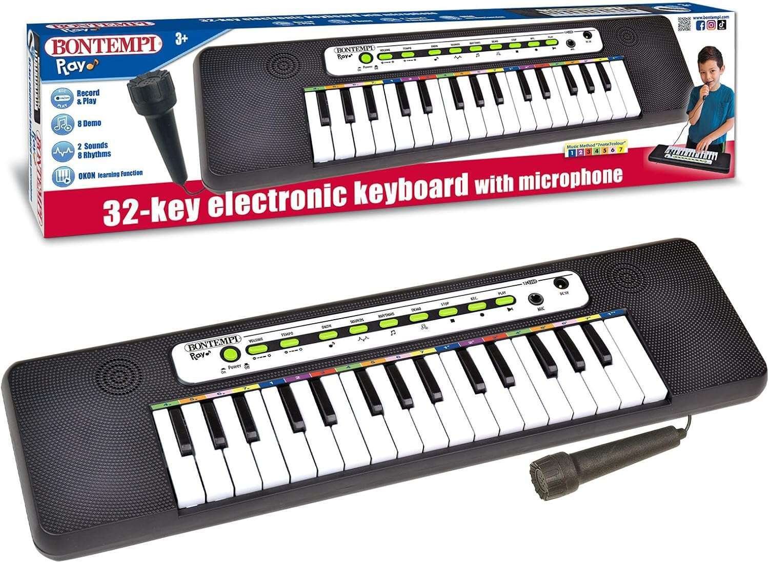 Bontempi Lasten Piano/Kosketinsoitin Mikrofonilla 32 Kosketinta