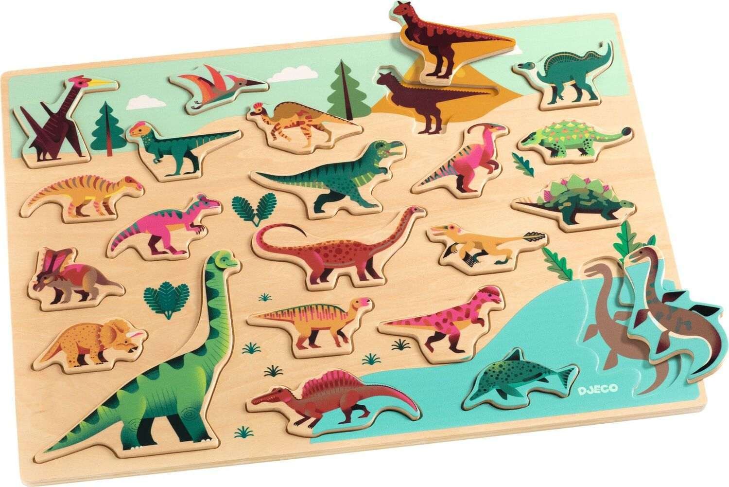 Djeco Lasten Puinen Palapeli 22 Palaa - Dinosaurukset