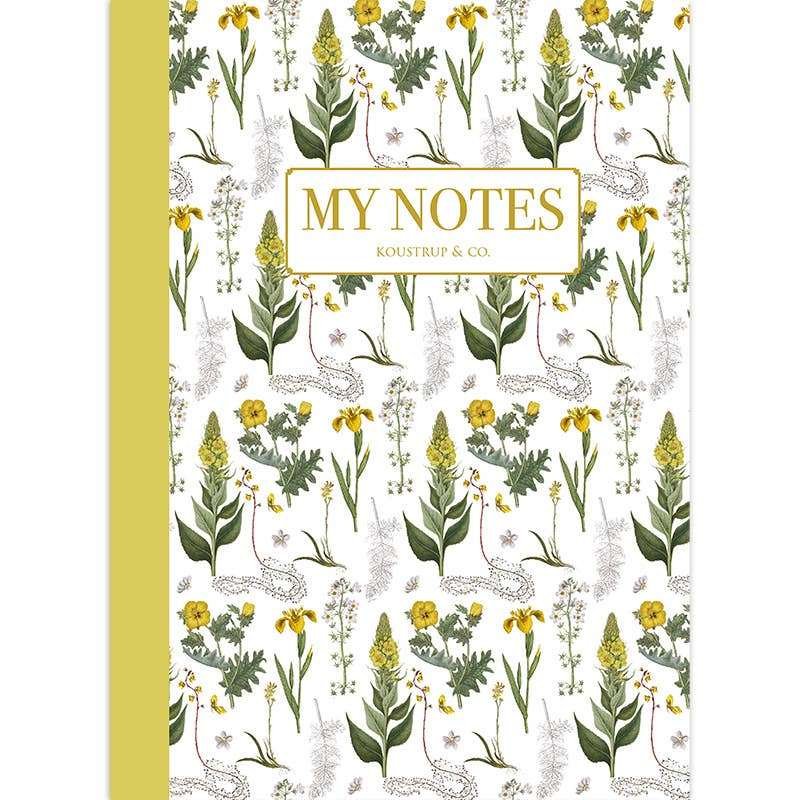 Koustrup&Co Yellow Floral Pattern - Muistikirja