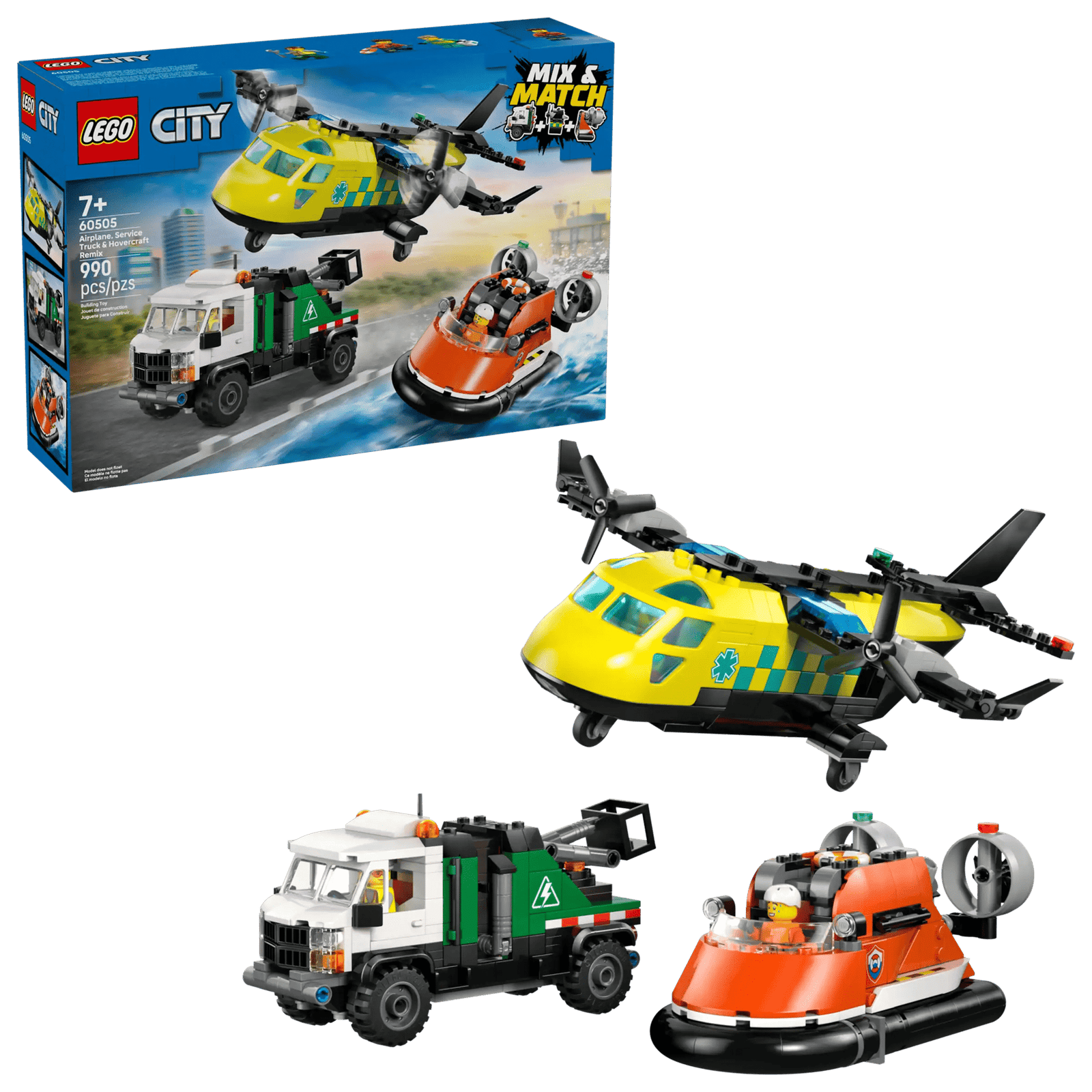 LEGO City 60505 Lentokone, Huoltoauto ja Ilmatyynyalus