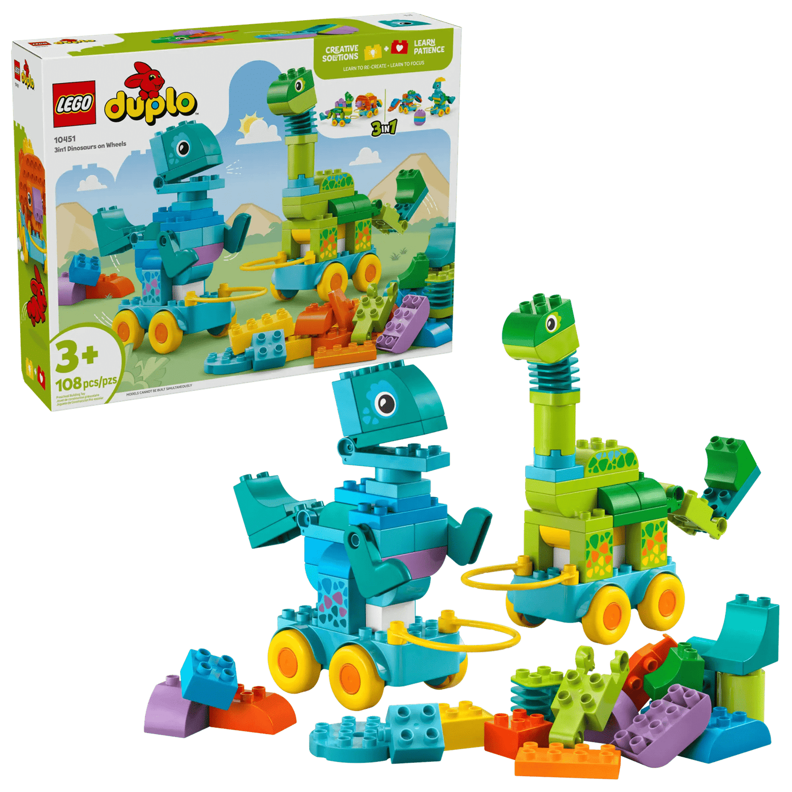 Lego Duplo 10451 Dinosauruksia Pyörien Päällä – 3in1-setti