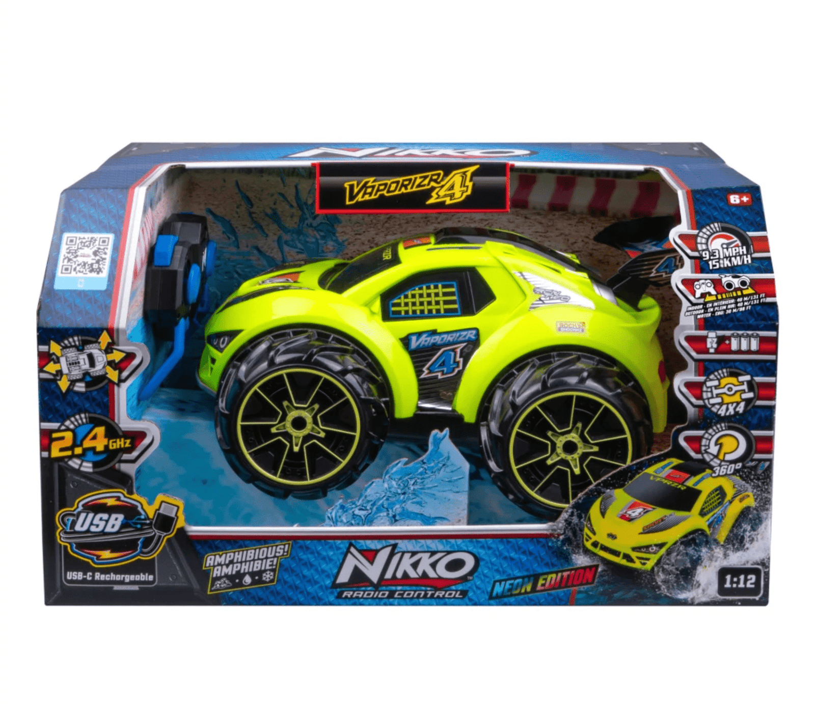 Nikko Vaporizr 4 Neon Keltainen Radio-ohjattava Auto 30cm