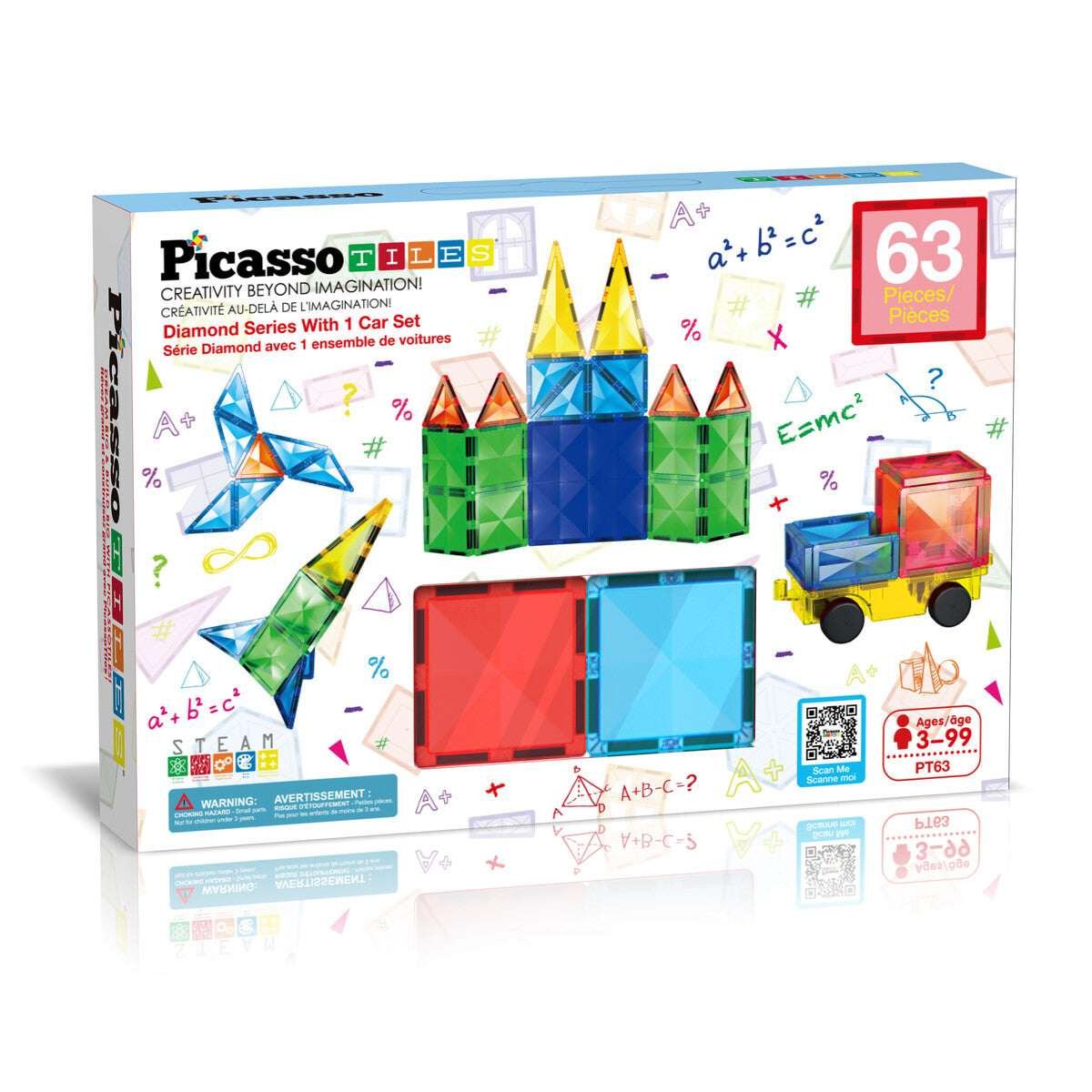 PicassoTiles Magneettinen 3D Rakennussarja 63 osaa