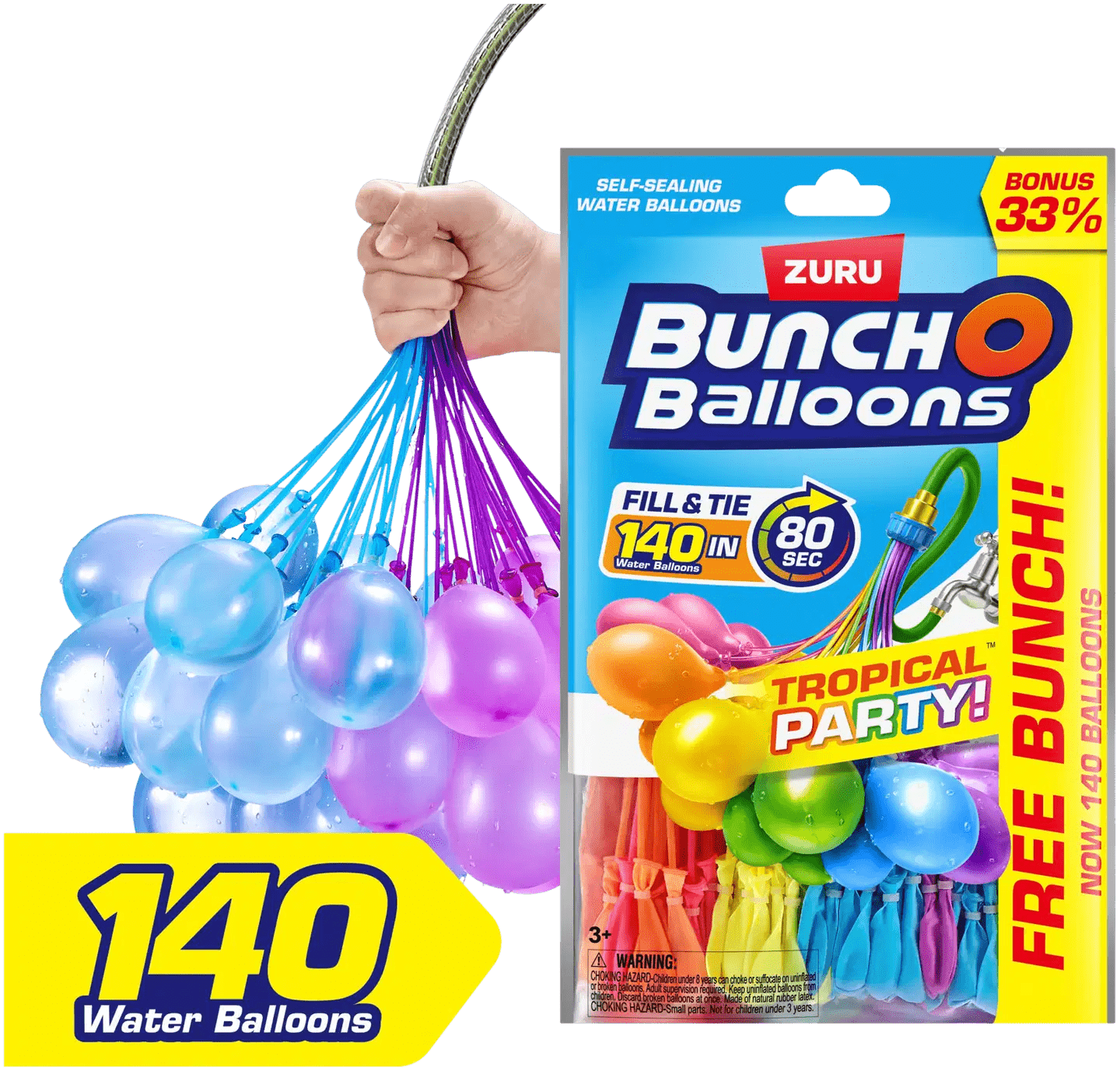 Zuru Bunch O Balloons Tropical Itsekiinnittyvät Vesi-Ilmapallot