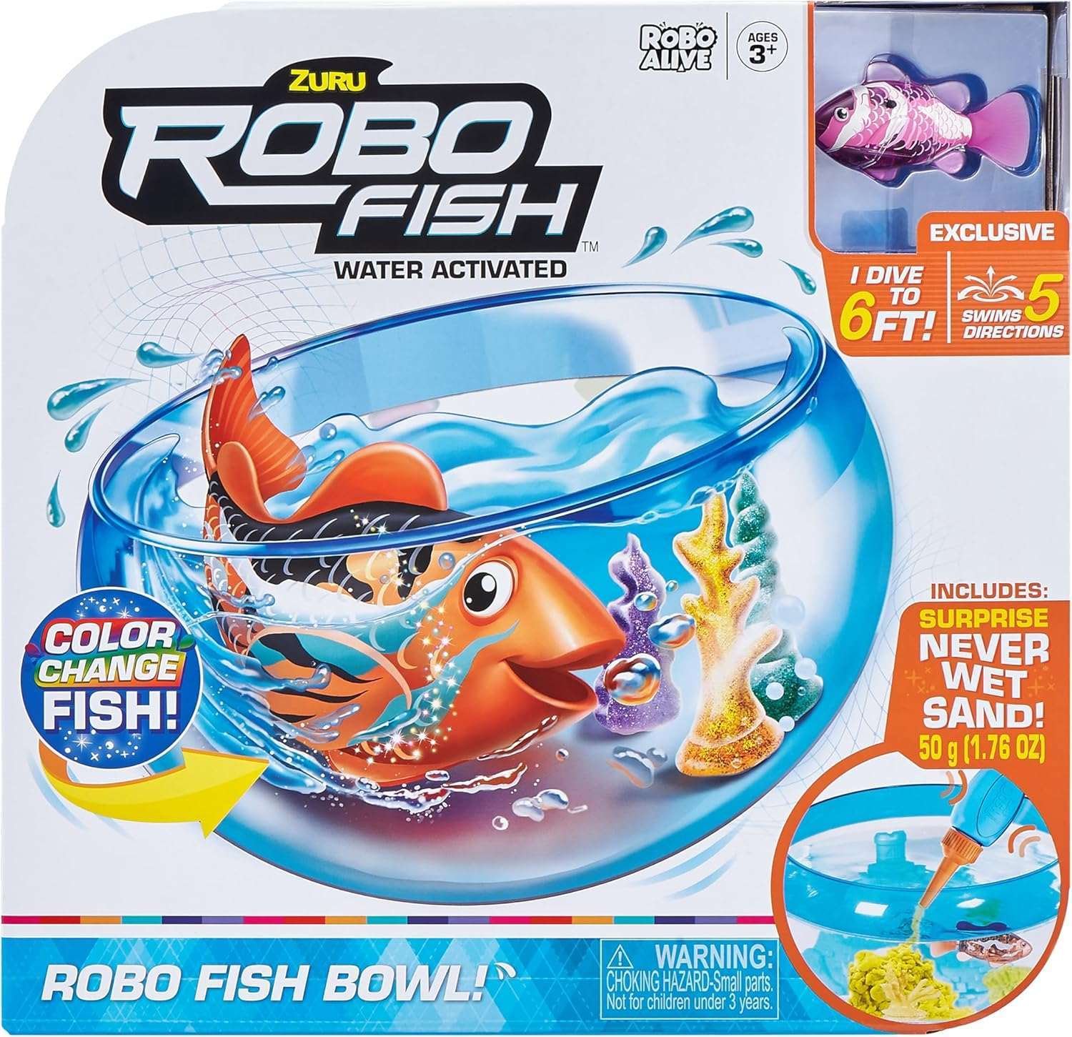 Zuru Robo Alive Swimn Fish Bowl ja Taikahiekka Lajitelma