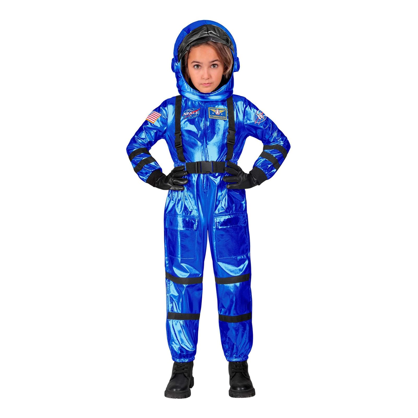 Sininen Metallic Astronautti Lasten Naamiaisasu - Large