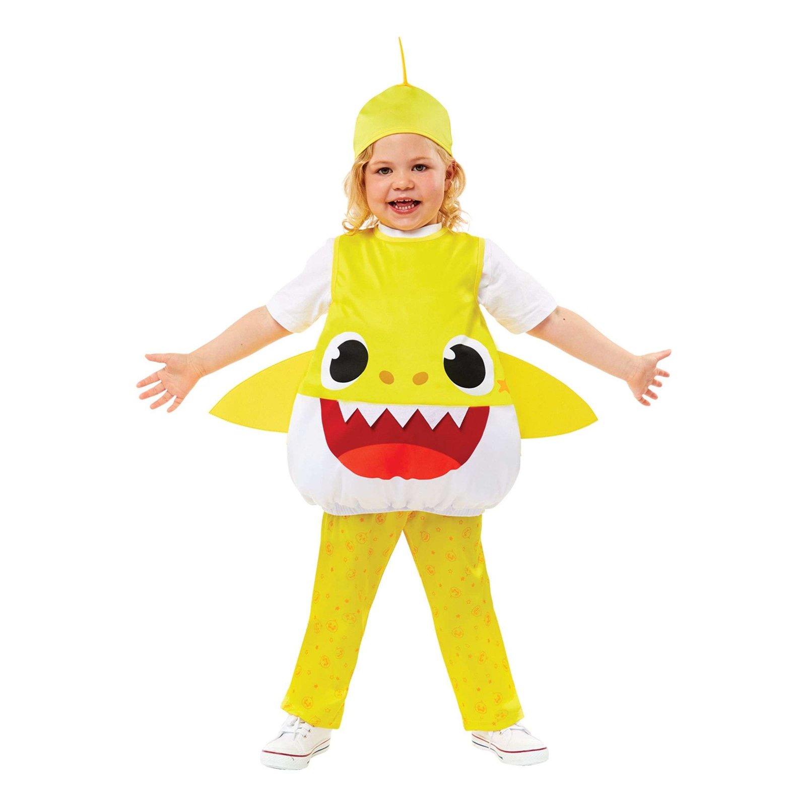 Baby Shark Keltainen Lasten Naamiaisasu - Small