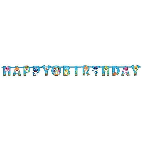 Baby Shark lippu Happy Birthday 1,8 m