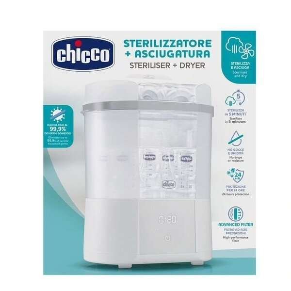 Sterilointilaite Chicco Steriliser + Dryer Advanced All-in-One höyryjärjestelmä