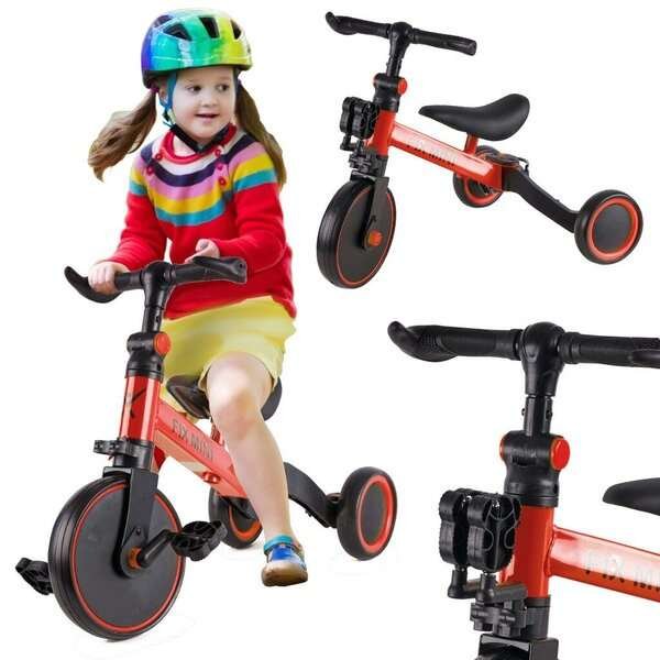 Trike Fix Mini cross-tyylinen kolmipyörä 3-in-1 polkimilla, punainen