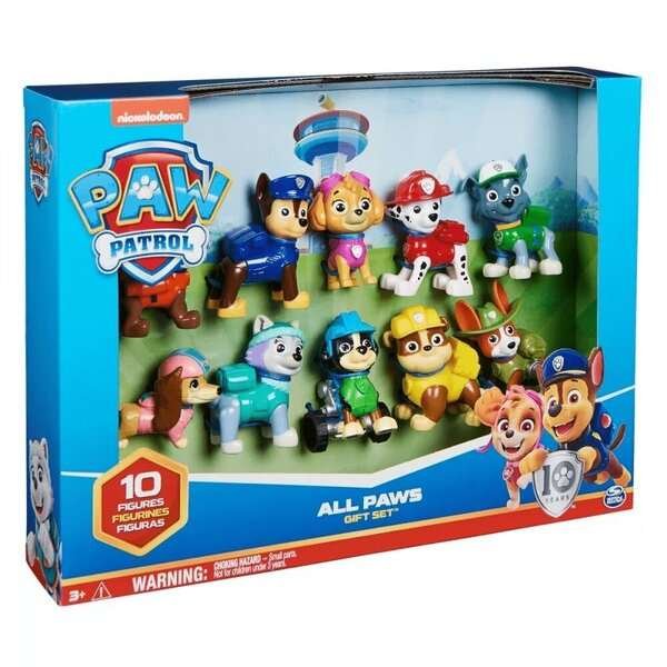 Laatikko, jossa 10 Paw Patrol 10-vuotisjuhlahahmoa - PAW PATROL