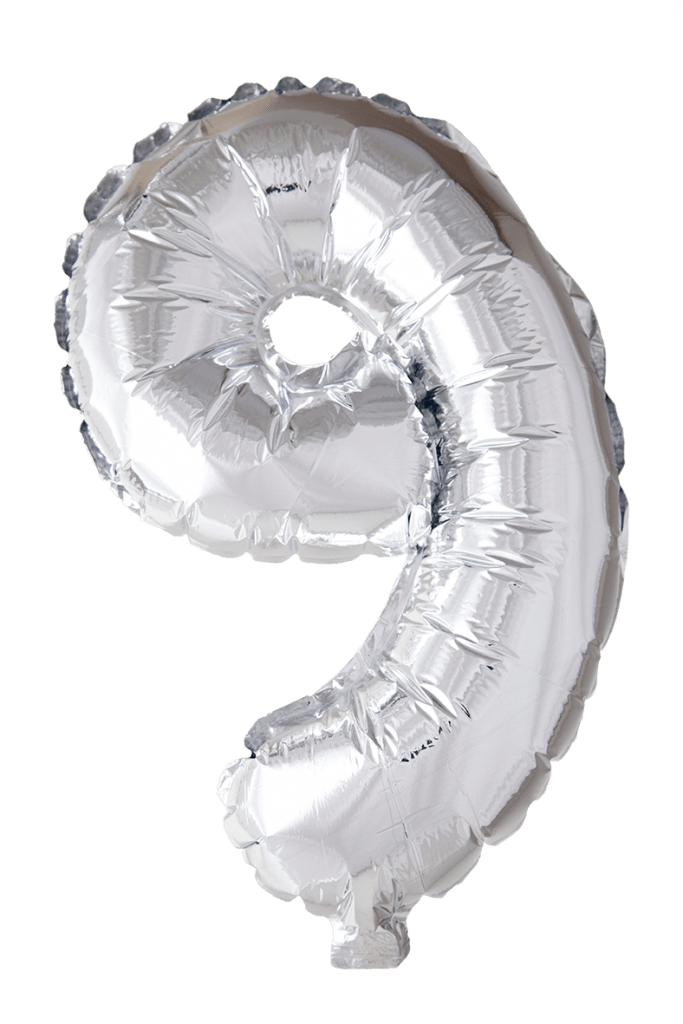 Folio Balloon numerot 0-9 hopeaa 102 cm