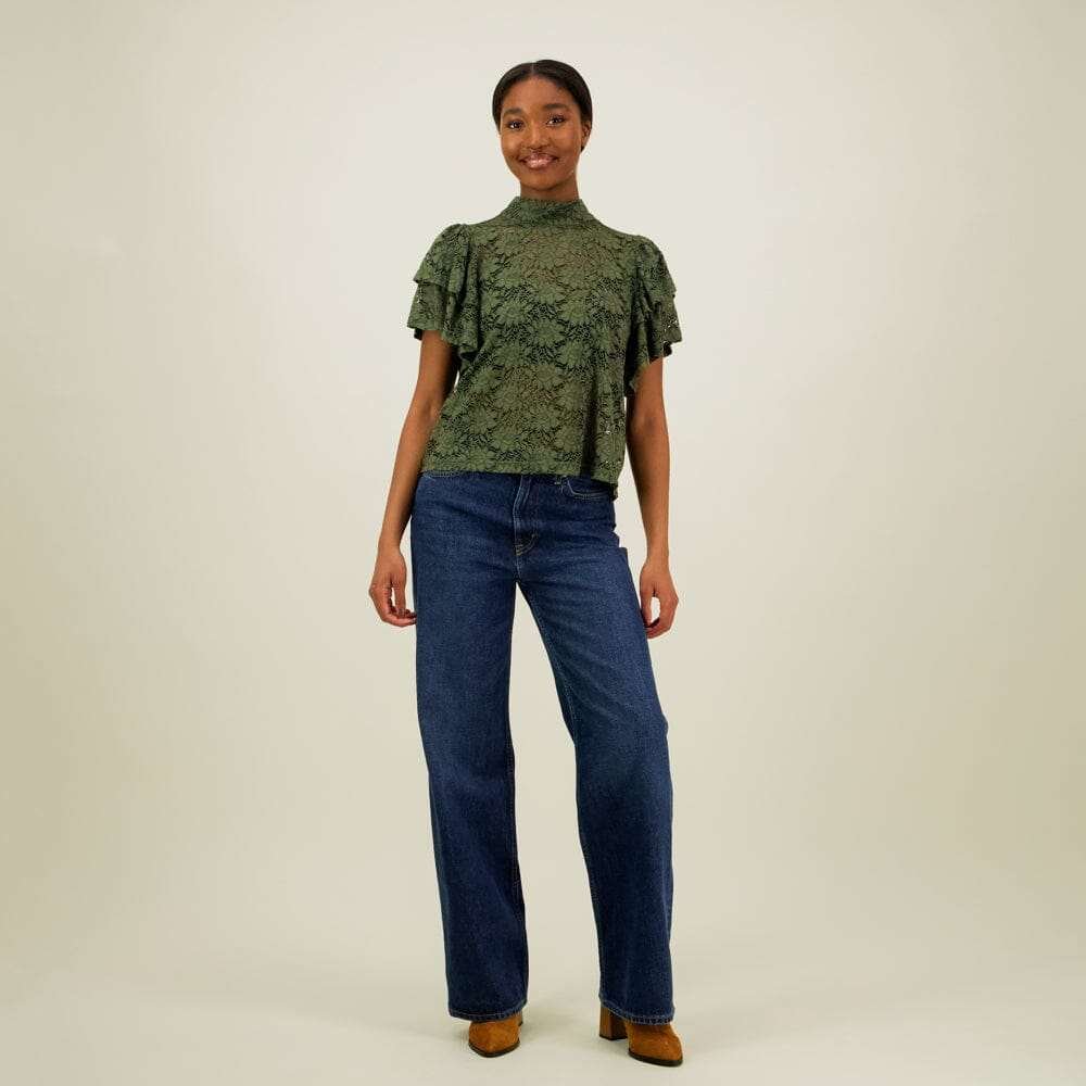 Frill Lace Top -Pitsipaita | Greenery - L