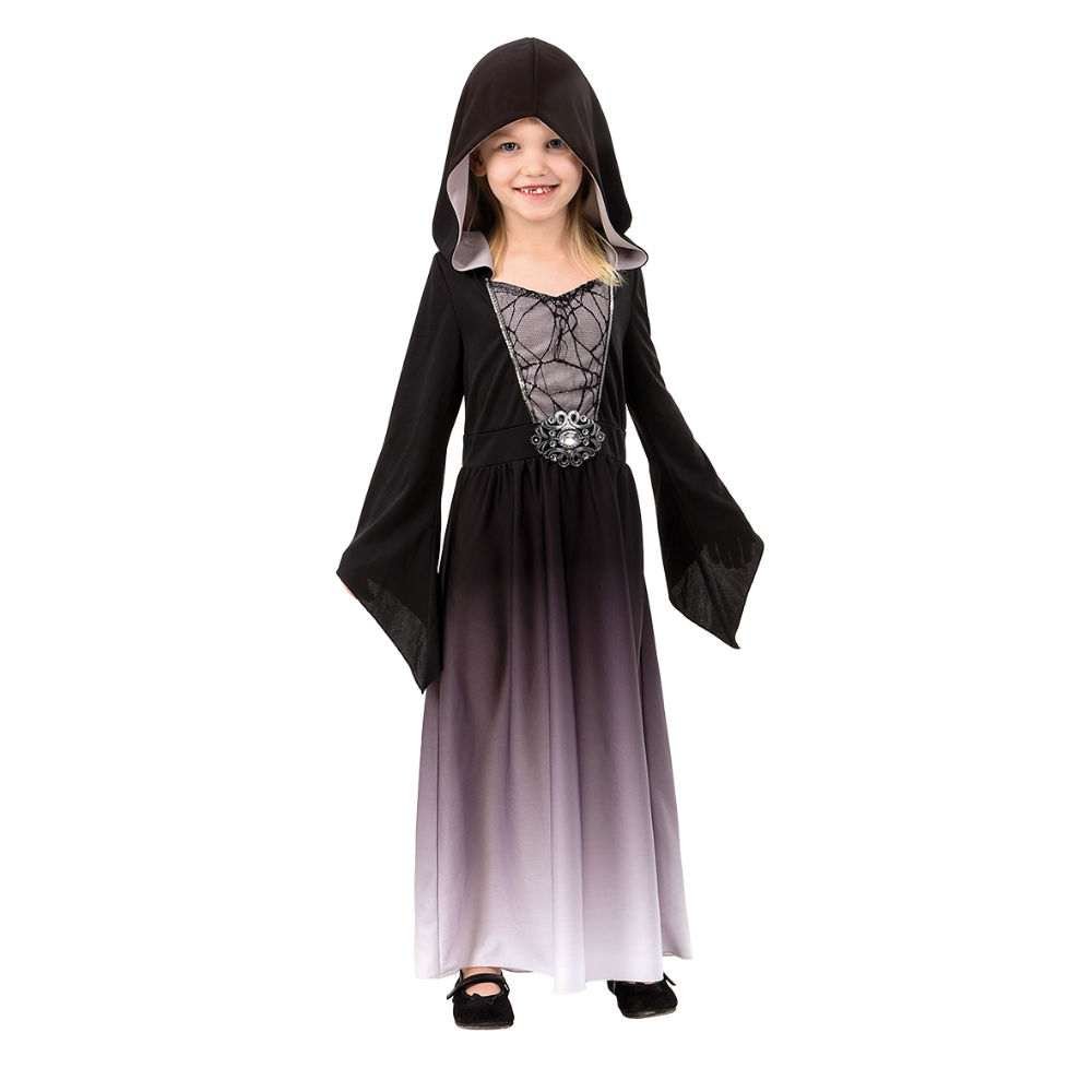 Halloween-harmaa mekko hupulla (122-134)