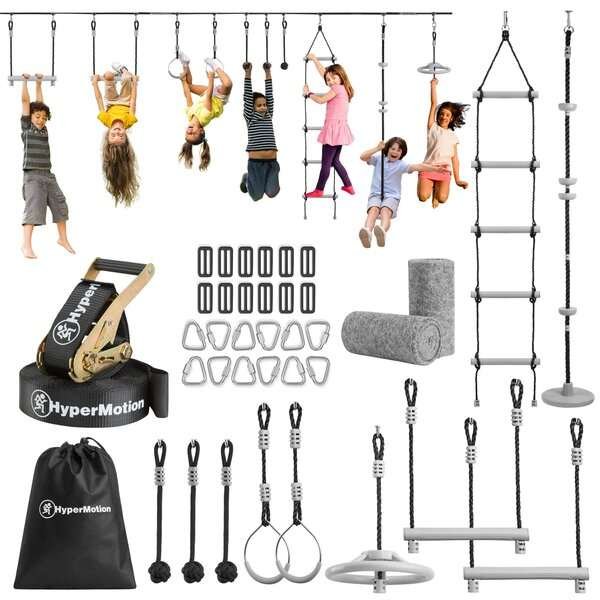 HyperMotion HYP21 CLIMBER – Ninja-esteratapaketti lapsille, 10 estettä ja Slackline