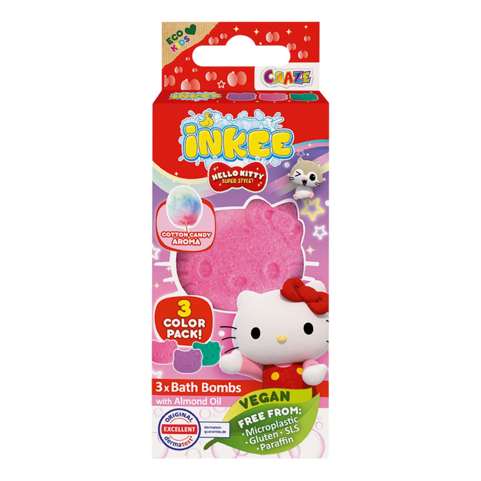 Inkee Kylpypommit Hello Kitty - 3-pakkaus