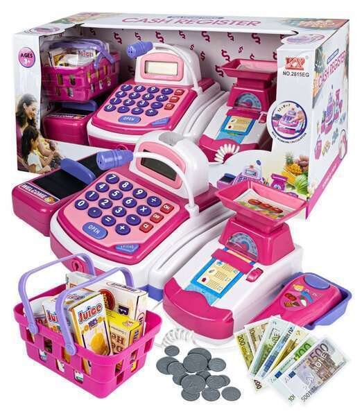 Kassakone tarvikkeet korikauppa lapsille setti Click4Toys monivärinen