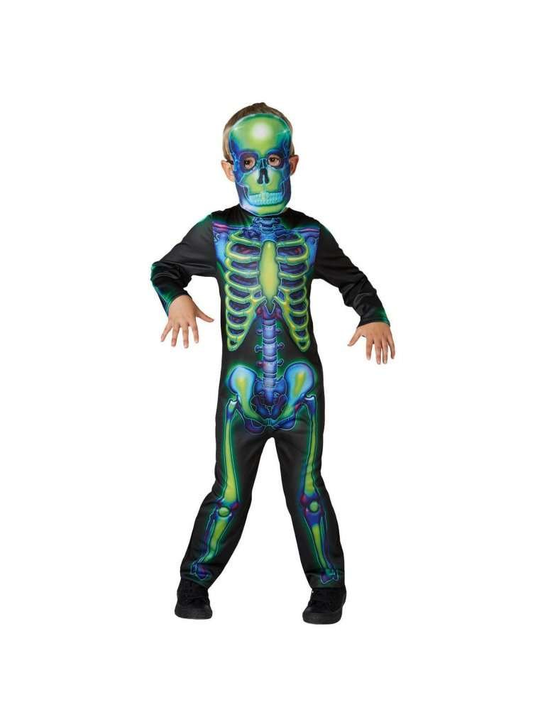 Glow in the Dark Luurankopuku neonvärisissä lapsissa (3/4Y 122-128 cm)
