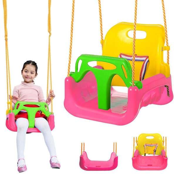 Lasten 3-in-1-keinu selkänojalla, säädettävä