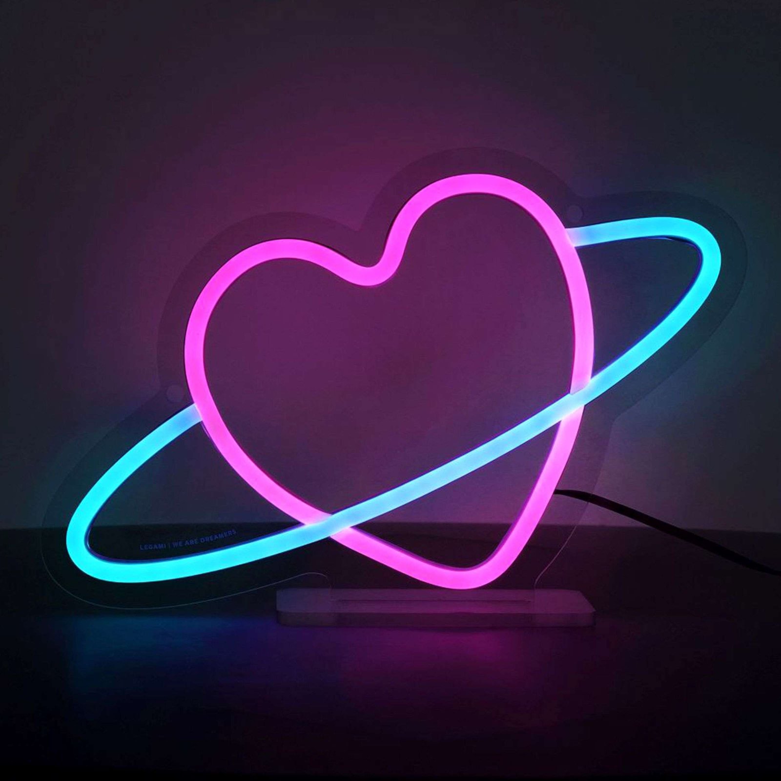 LED-lamppu Planet Heart Neon-efektillä